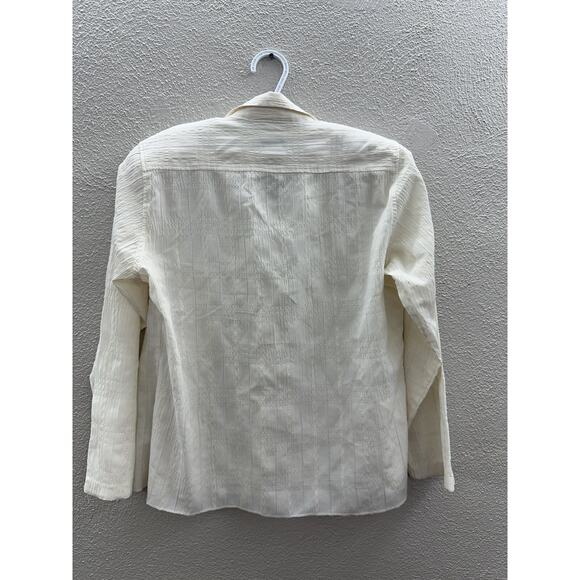 Woolrich Womens Shirt Size Medium Ivory Floral Long Sleeve Button Up Collared - Picture 8 of 12